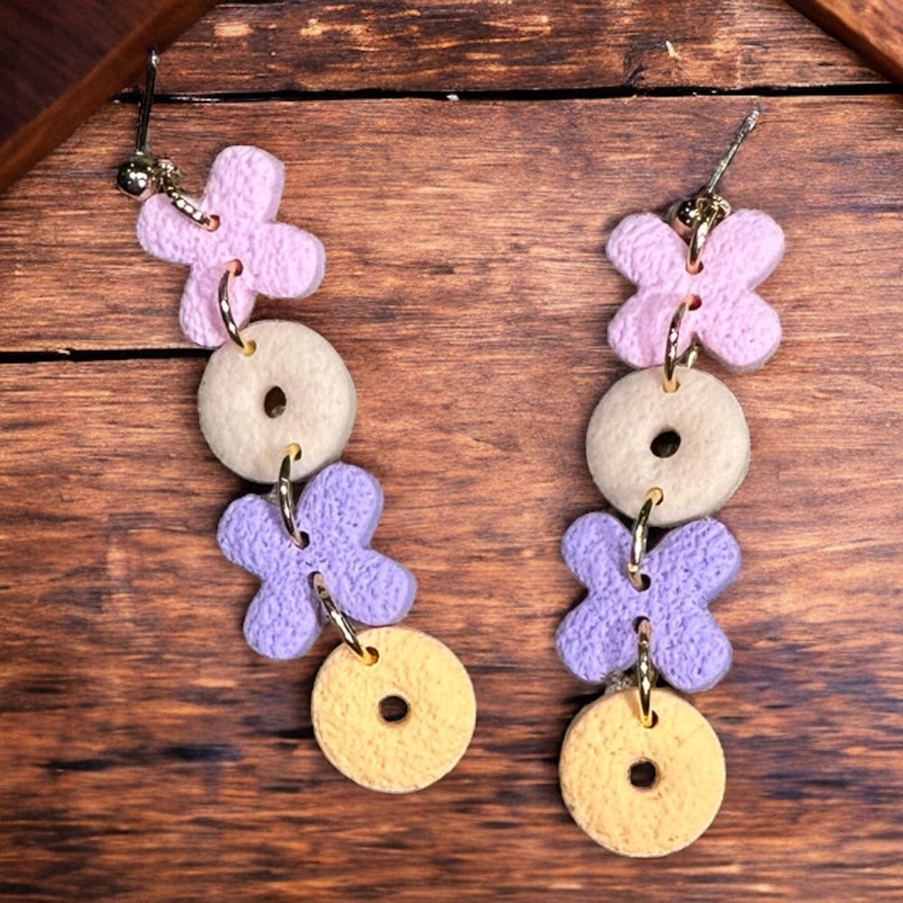 Valentines Pastel X’s and O’s Polymer Clay Dangle Earrings
